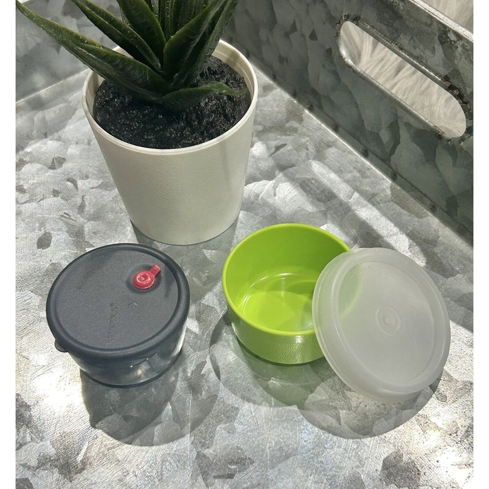 Tupperware Smidgets (2) TINY MINI 1oz Storage Containers‎ (one Magnetic)